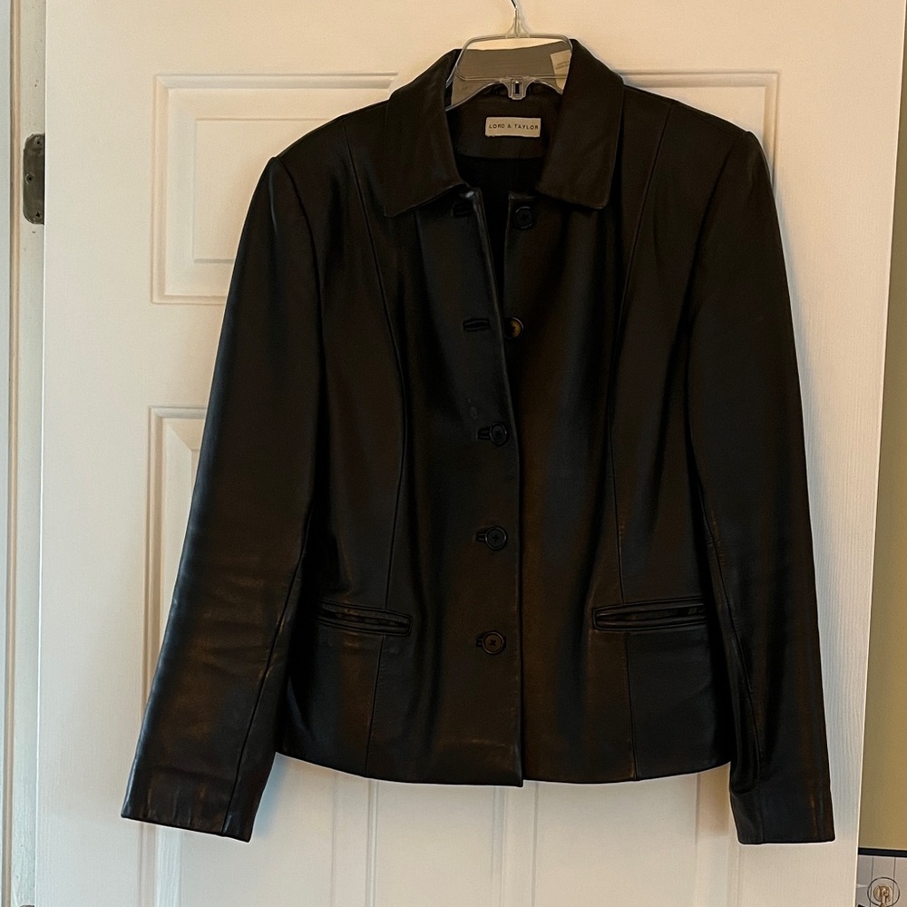 Lord & Taylor black leather classic jacket